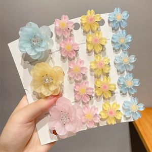 1/5st söta blomma mini Barrettes klämmor flickor kvinnor söt pärla hårklipp klo metall hårnålar barn hårtillbehör