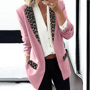 Blazers Fashion Trend Women Lapel Leopard Print Long Sleeves Suit Jacket Elegant Fall Winter Office Lady Cardigan Coat Casual Streetwear