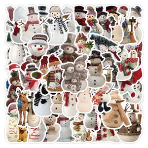 Confezione da 53 adesivi in PVC impermeabile con pupazzo di neve, Natale, cartoni animati, per frigorifero, auto, valigia, laptop, notebook, tazza, telefono, scrivania, bicicletta, skateboard.