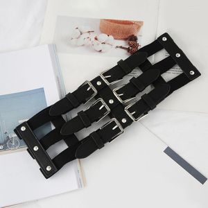 Belts Soft Leather Elastic Belt Black Punk Wrap Waist Slimming Corset Self Tie 3 Straps Simplicity Dress Accessories