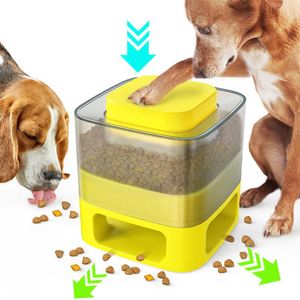Feeding Dog Slow Feeder Plastic Pressing Extruding Food Dispenser Medium Large Dogs Food Catapult Square Doggy Automatic Slow Feeder Toy