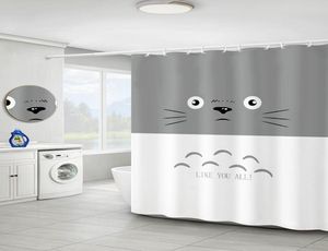 Duschgardiner totoro min granne katt anime vattentät gardin badrum polyester 3d flickor barn pojkar tecknad 180x1805771650