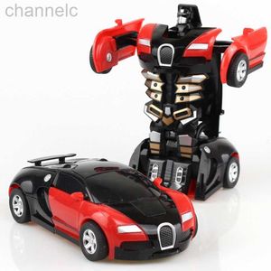 Diecast Model Cars Mini 2 in 1 Toys One-Key Delmation Automatic Transformation Robots Digasts Boys Gifts Children