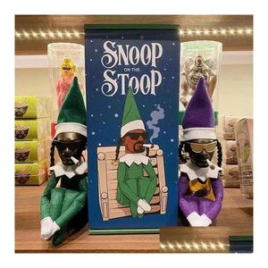 Decorações de Natal Snoop em um Stoop Hip Hop Amantes Natal Elf Boneca Brinquedo de Pelúcia Decoração de Casa Divertido Presente Colecionável 16 Drop Delivery Ho DHPJU