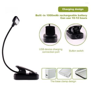 Lâmpadas de mesa Acessórios para viagens Clip-on Flexible Mini USB Leitura de luz Lâmpada de cabeceira LED ajustável