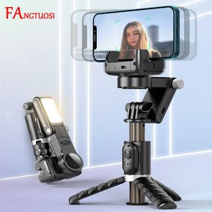 Tripods 360 Rotation Following shooting Mode Gimbal Stabilizer Selfie Stick Tripod gimbal For iPhone Phone Smartphone live photography J230427
