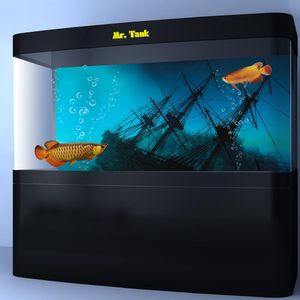 装飾Mr.Tank Aquarium Background Poster Ocean Seabed Wrecks View Fish Tank Backdrop Sticker Aquarium Decorationsアクセサリー