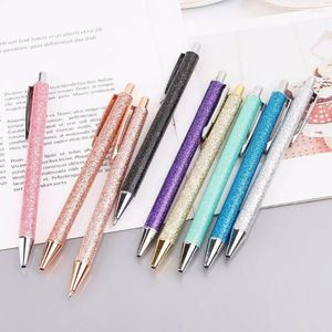 1pc Bling Metal Ballpoint Pen Glitter Blith Ink Pens Business Office School Stactory Financial Ball Point Press