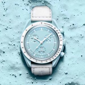 Biyokeramik Gezegen Moon Quarz Merkür 42mm Tam Fonksiyon Kronograf Mens Çift Ortak Adı Bilek Swatches Plüton