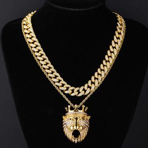 Colar de designer de moda personalizado colar de hip hop Instagram popular diamante cabeça de leão pingente legal festa corrente cubana mens hip hop colar de corrente cubana