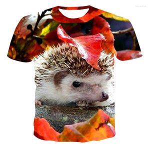 Męskie koszule 2023 Letnie i damskie T-shirt 3D Printing Cute Animal Hedgehog Modna moda z krótkim rękawem TOP XXS-6XL