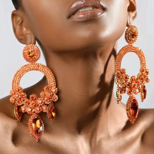 Stud Design Shiny Round Dangle Earrings For Women Fashion Jewlery Evening Dress Statement Accessory 231127