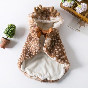 Mantello di peluche per animali domestici di Natale con maglione natalizio con cappuccio Renna di Natale per animali domestici Anlter Costume cosplay Costume per gatti di Natale Mantello per animali domestici Maglioni per cani Scialle per cani