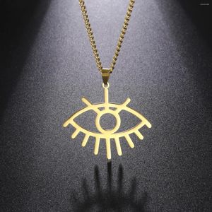 Chains Ancient Egyptian Horus Eye Necklace For Women Men Stainless Steel Bohemian Funny Jewelry Accessories Party Gifts