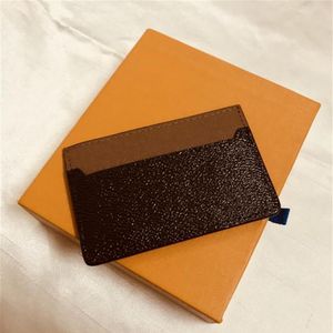 M61733 Kvinnliga män korthållare mono gram canvas brun rutig svart pläd canvas läder bra kvalitet187n3214