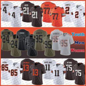 24 Nick Chubb Deshaun Watson Brown Football Jersey Custom Men Women Kids Myles Garrett Amari Cooper Denzel Ward David Njoku Wyatt Teller Corey Bojorquez Joel Bitonio