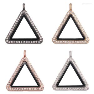 Pendant Necklaces 1Pc Triangle Glass Living Memory Floating Relicario Locket For Women Keychain Jewelry Finding Bulk