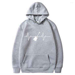 Herrtröjor Spring och Autumn Youth Fashion Casual Style Hoodie 2D Guitar Print Män bekväm tröja Långärmad toppar