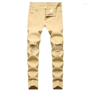 Men's Jeans European American Style Fashion Brand Personality Ripped Khaki Red Black Men's Denim Pants Plus Size 42