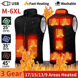 Coletes masculinos 9 áreas USB aquecido jaqueta homens mulheres elétrica inteligente colete de aquecimento zíper lavável segurança isolada para caça ao ar livre caminhadas 231127