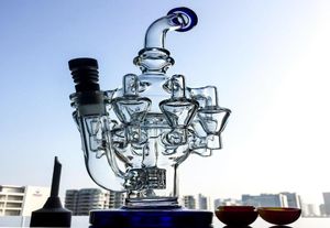 Ny design Tall Matrix Perc Glass Bong Recycler Bong Dab Oil Rigs With Octopus Arms Water Pipes med keramisk nagelkolhydrat CAP OA0138040462