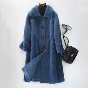 Pelz Frauen 2022 Winter Echtpelz Mantel Weiche Natürliche Schafschur Wolle Jacke Weibliche h Echtes Lamm Pelz Liner Mantel hiver L325