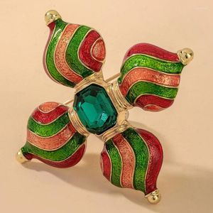 Spille Spilla geometrica a forma di fiore con perle di cristallo placcate color barocco vintage per regali di gioielli da donna
