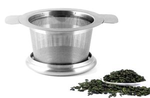 Tea Strainer Lid Teas Infusers Basket Reusable Fine Mesh TeaCoffee Filters Stainless Steel with Double Handles Leaf Teapot Spice 9739971