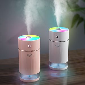 Nawilżacze 240 ml Ultrasonic Cool Mist Maker Portable mini powietrze nawilżający ładownik mgły dyfuzor mgły z kolorowymi światłami LED 230427