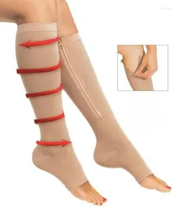 Frauen Socken 2023 Zipper Kompression Zip Bein Unterstützung Knie Sox Offene spitze Socke Mode Und Leck Schwarz Khaki Farbe