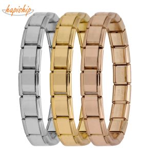 Hapiship Neues Damen-Schmuckstück, 9 mm breit, italienisches elastisches Charm-Armband, modischer Edelstahl-Armreif ST-