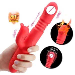 Sexleksak Massager Uppvärmning Teleskop Roterande tunga Slickande dildo Vibrator G-plats Klitoris Stimulerande vuxna leksaker för kvinnor