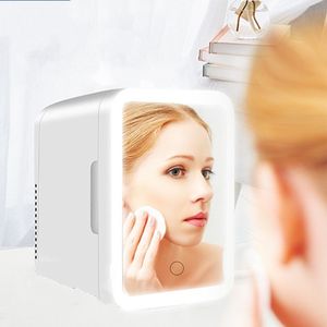 4L Cosmetics kylskåp Mini Frigde LED Light Makeup Mirror Beauty Kylskåp Skincare Kylskåp för hembilsresor bärbar