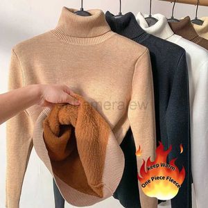 Kvinnors tröjor Turtle Neck Fleece tröja Kvinnor Vinter varma elegant tjocka varma kvinnliga stickade tröjor Löst grundläggande stickkläder Jumper Dropshipping Zln231127