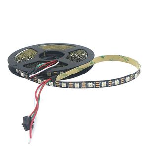 5M SMD 5050 60led/M كامل اللون WS2812B LED Strip DC 5V أسود PCB RGB CROTTER SMART PIXEL LED 60IC/M