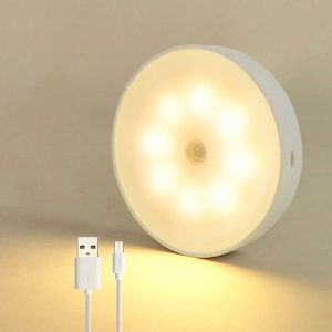 LED Night s Motion Sensor Circular Cabinet Light Closet Wall Bedroom Home Decor Induction Lamp AA230426