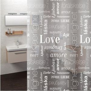 Curtains Modern Shower Curtain Hook Mildew Proof Curtains Translucent Waterproof PEVA Alphabet Leaves Printed Curtain Toilet Door Curtain