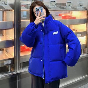 Parkas New 2022 Winter Coat Women Parka Female Jacket Warm Casual Outerwear Fashion Stand Collar Ladies Coats Blue