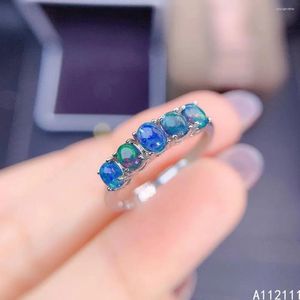 Cluster Rings Fine Jewelry 925 Sterling Silver Inlaid With Natural Gemstone Women's Noble Oval Simple Black Opal Row Ring Support Dete