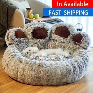 Tapetes para gatos e cachorros, formato de pata de urso, sofá macio, acessórios para gatos, canil, casa, quente, longo, almofada de pelúcia, filhote de cachorro, cama perro cw194