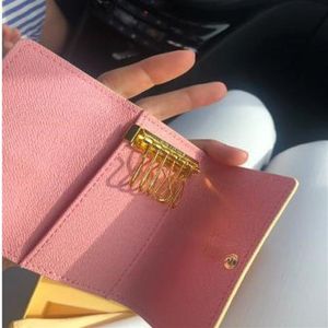 High quality Famous new women men Genuine leather More color classic 6 key holder cover with box dust bag card key ring 318V