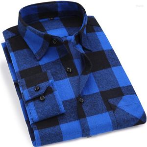 Men's Casual Shirts Men's Plaid Flannel Shirt Plus Size 5XL 6XL Soft Comfortable Spring Male Business Long-sleeved