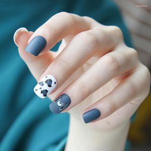 Nail Gel Fake Stickers Leopard Print Puppy Art Finished Removable Pieces 24 With Glue Gift