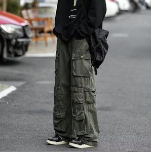 Neue männer Hosen Street Style Weiß Multi Tasche Arbeitskleidung Herbst Winter Lose Beiläufige Gerade Arbeit Männer Hosen