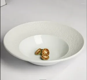 Pratos criativo alívio redondo placa de sopa casa salada sobremesa cor sólida cerâmica talheres restaurante pratos decoração