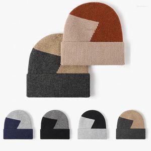 Berets moda patchwork na dzianiny ciepłe czapkę kobiety rozciągają szydełkowane czapki czapka zimowa jesień na świeżym powietrzu na zimno zimno dla mężczyzn