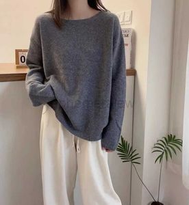 Women's Sweaters 2023 autumn and winter new 100% cashmere sweater women's crewneck sweater loose bottom pullover zln231127