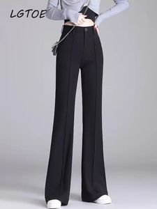 Women's Pants s Autumn Winter Black Casual Suit Pant High Waist Fleece Warm Thick Straight Trousers Korean Full Length Loose Flare 231127