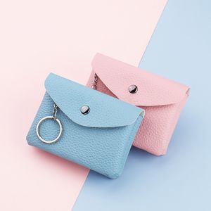 Candy Colors Key Wallets Headset Coin Påsar Lagring Dragklapp CLASP PU ID -kort Holder Purses Fahion Mini Hand Holding Small Wallet