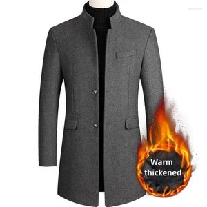 Men's Jackets Fashion Men Long Trench Coats Cashmere Wool Blends Winter Male Warm Business Casual Slim Coat